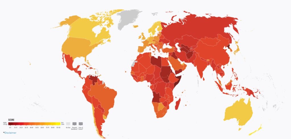 Interactive map of global corruption - Geoawesome