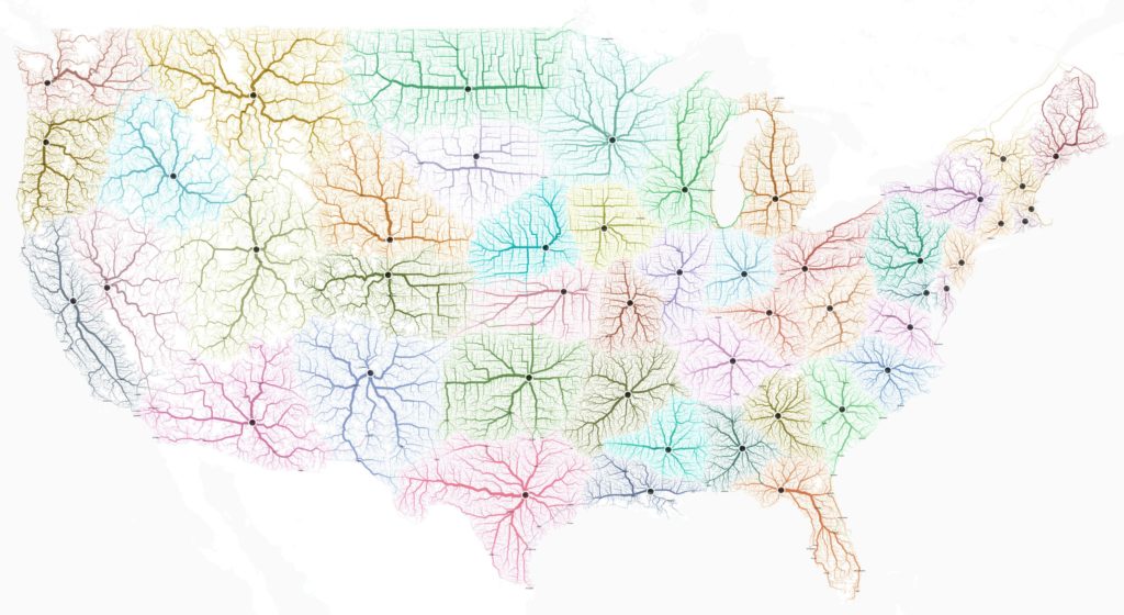 Roads to Federal Capitals in USA - © 2015 moovel Group GmbH 