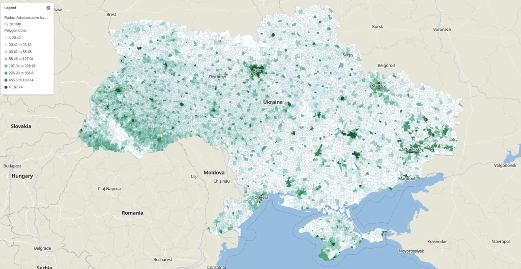 Population Density in Ukraine