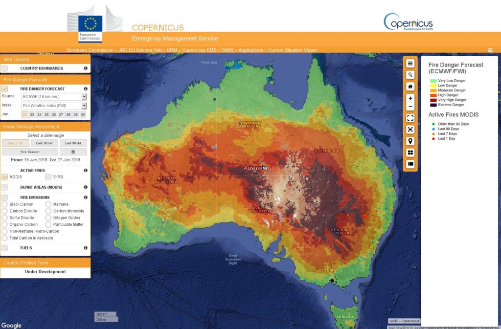 Copernicus EMS being used to monitor forest fires 