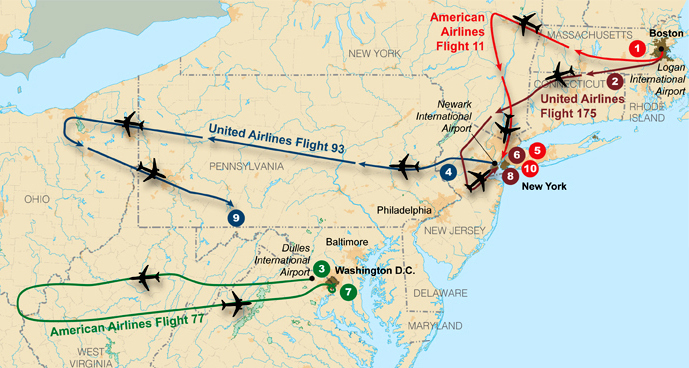 9/11 a map of terrorist attacks