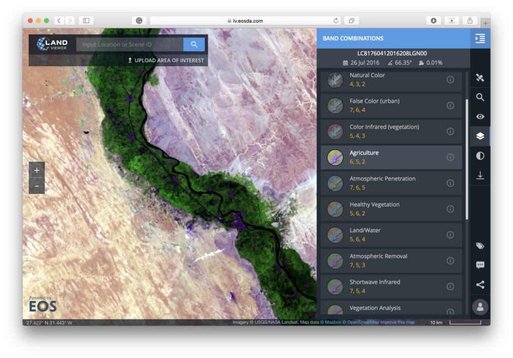 LandViewer web tool - filters