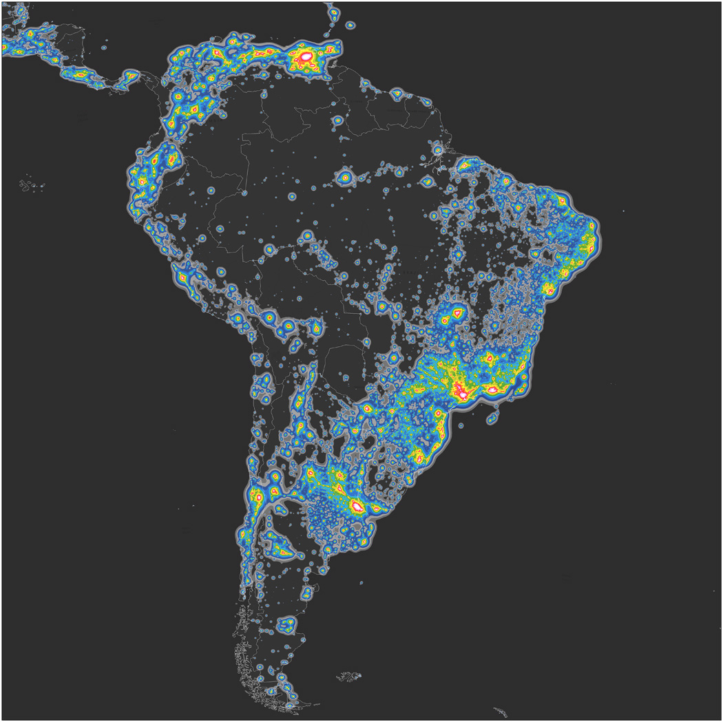 Light Polution Map South America Geoawesomeness