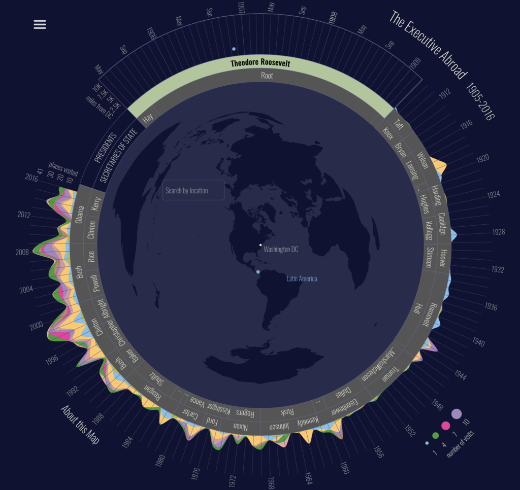 US presidents trips abroad map