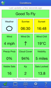 An app forecasting safe conditions to fly