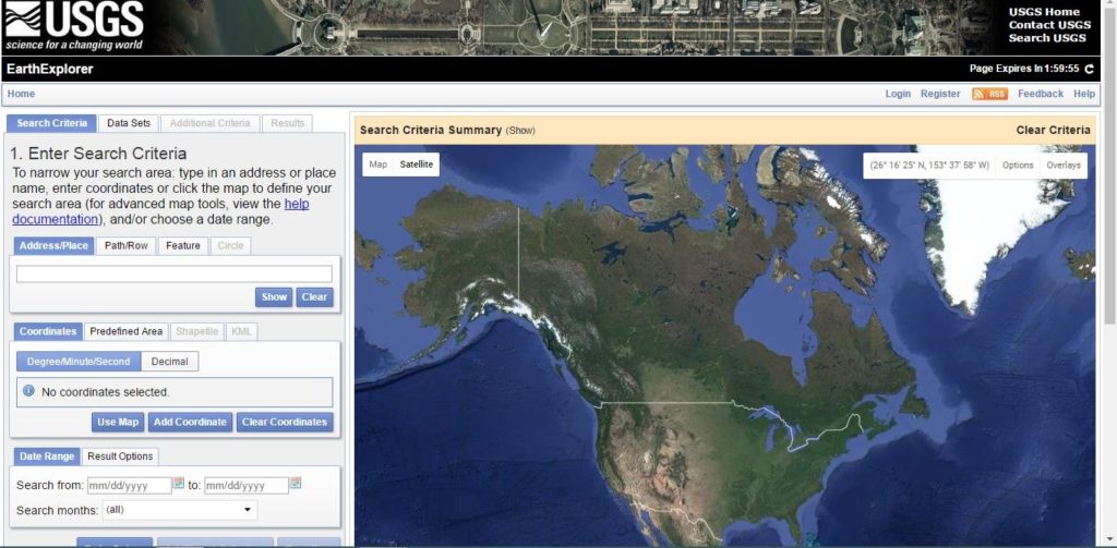 Free Remote Sensing Data - USGS Earth Explorer