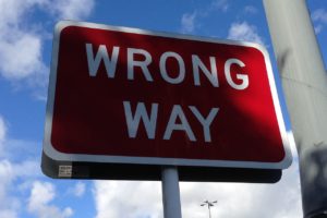 Wrong way sign