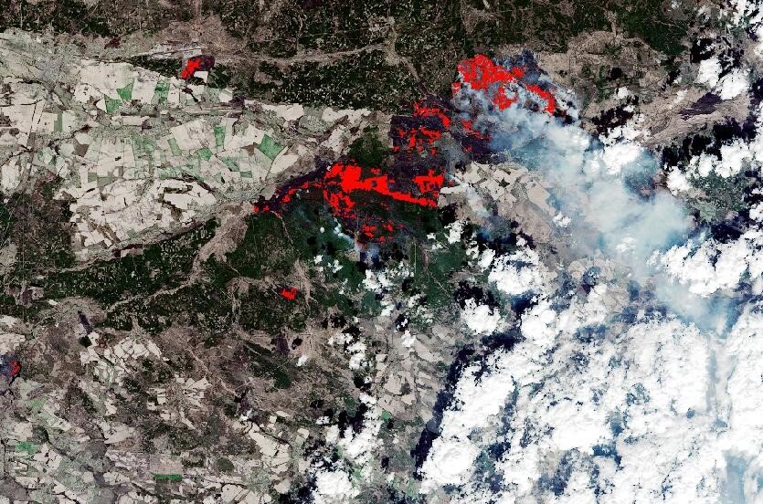 April 2020 Chernobyl fire satellite photos