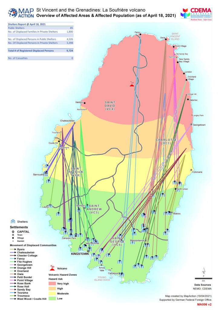 Map showing Overview of Affected Areas & Affected Population (as of 18 Apr 2021)