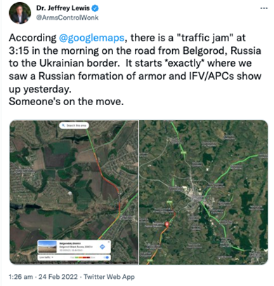 The role of Google Maps in the Russian invasion over Ukraine