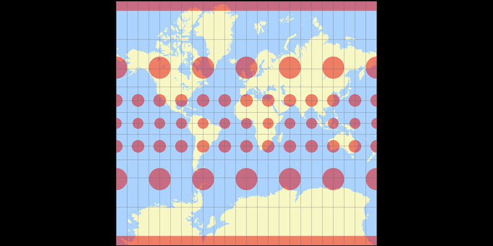 Distortions in Mercator projection.