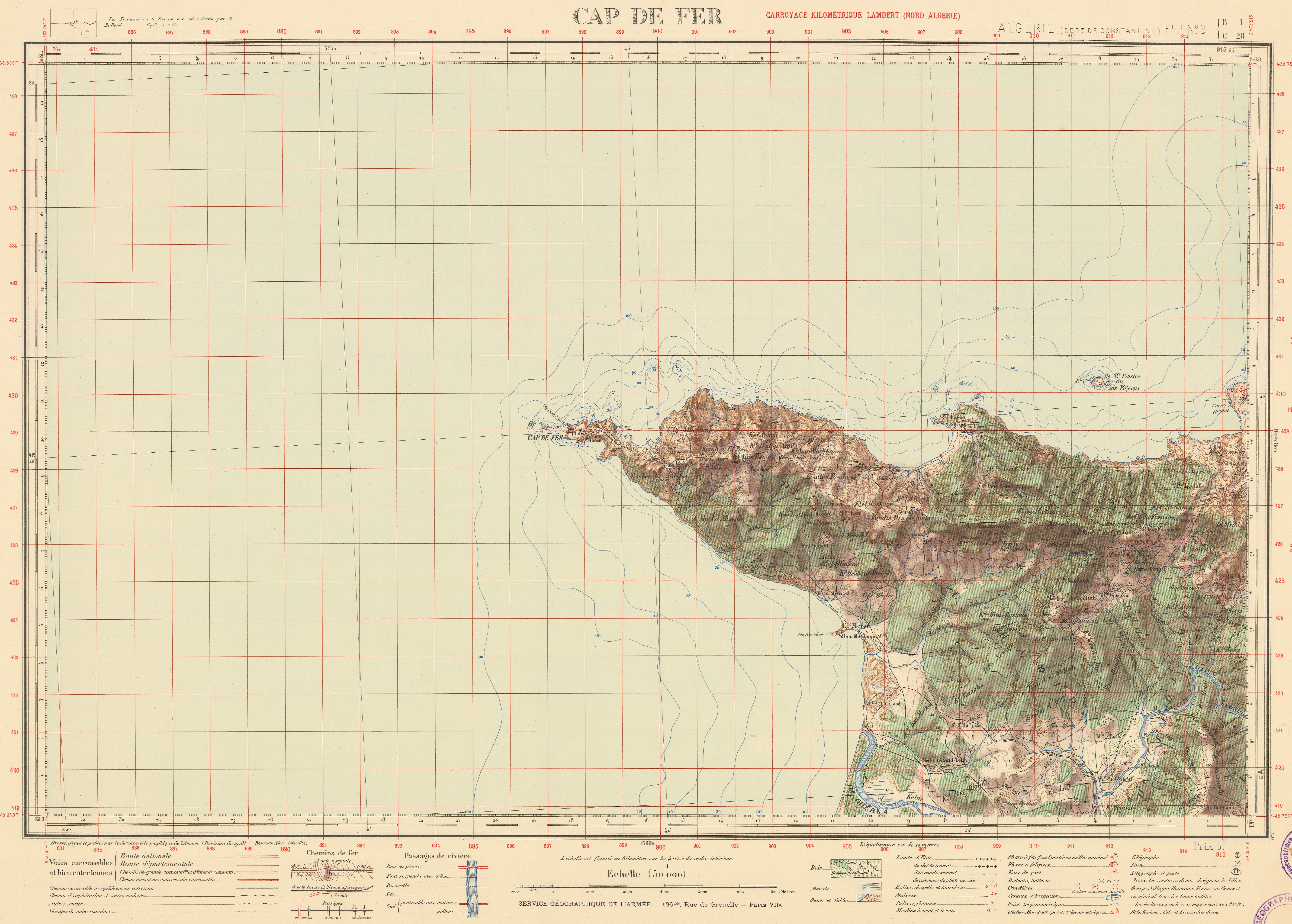 Map of Algérie, Cap de Fer, 1928. Source: http://igrek.amzp.pl/