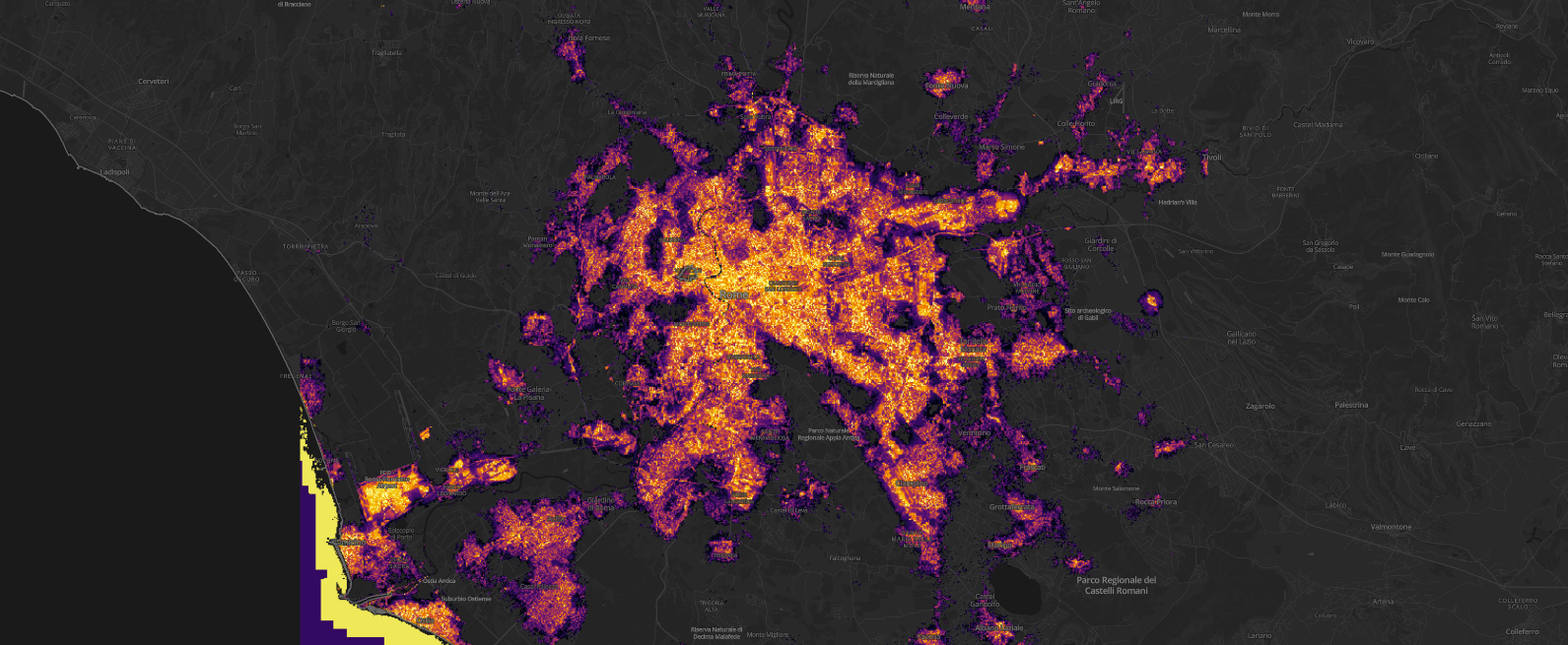 Night light analysis, Rome