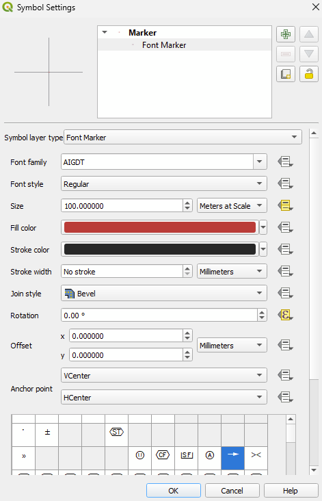 Symbol settings