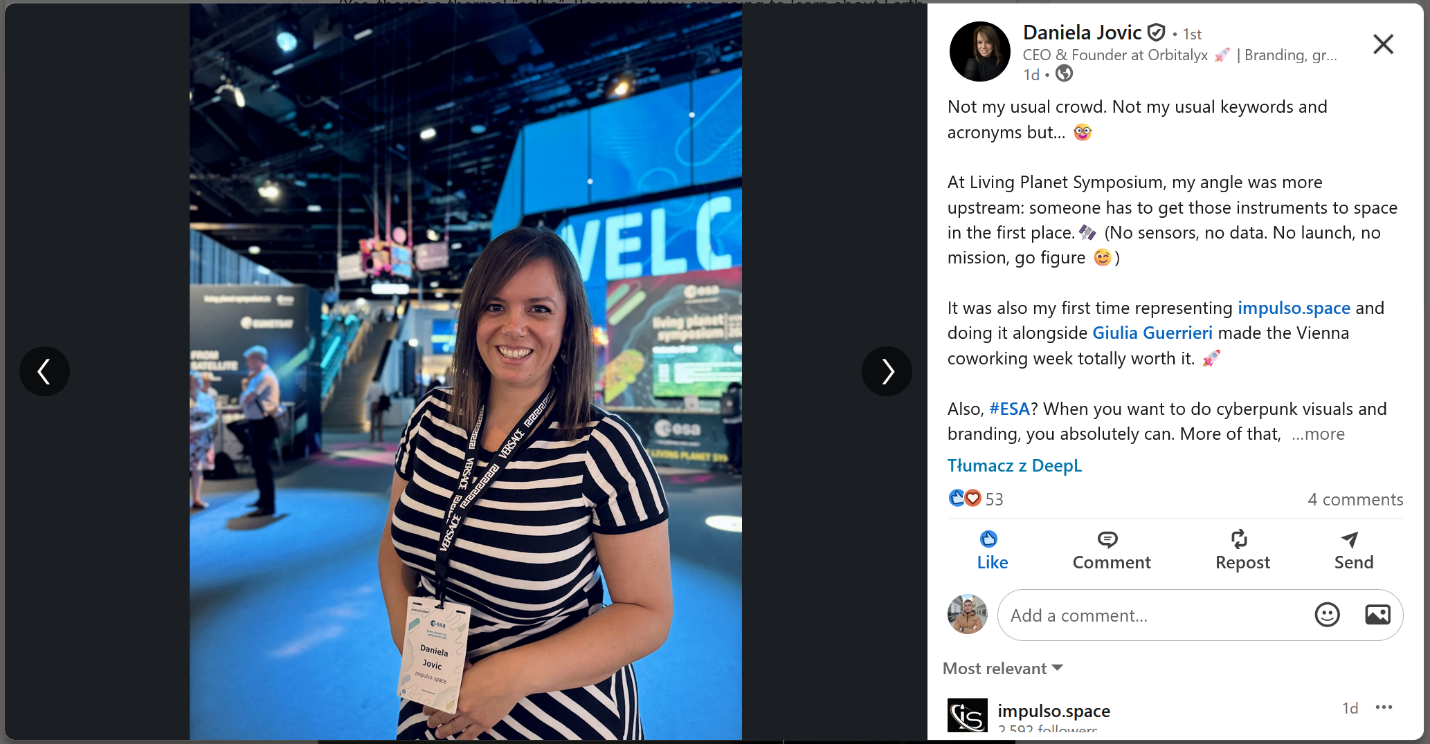 Daniela Jovic LinkedIn post preview