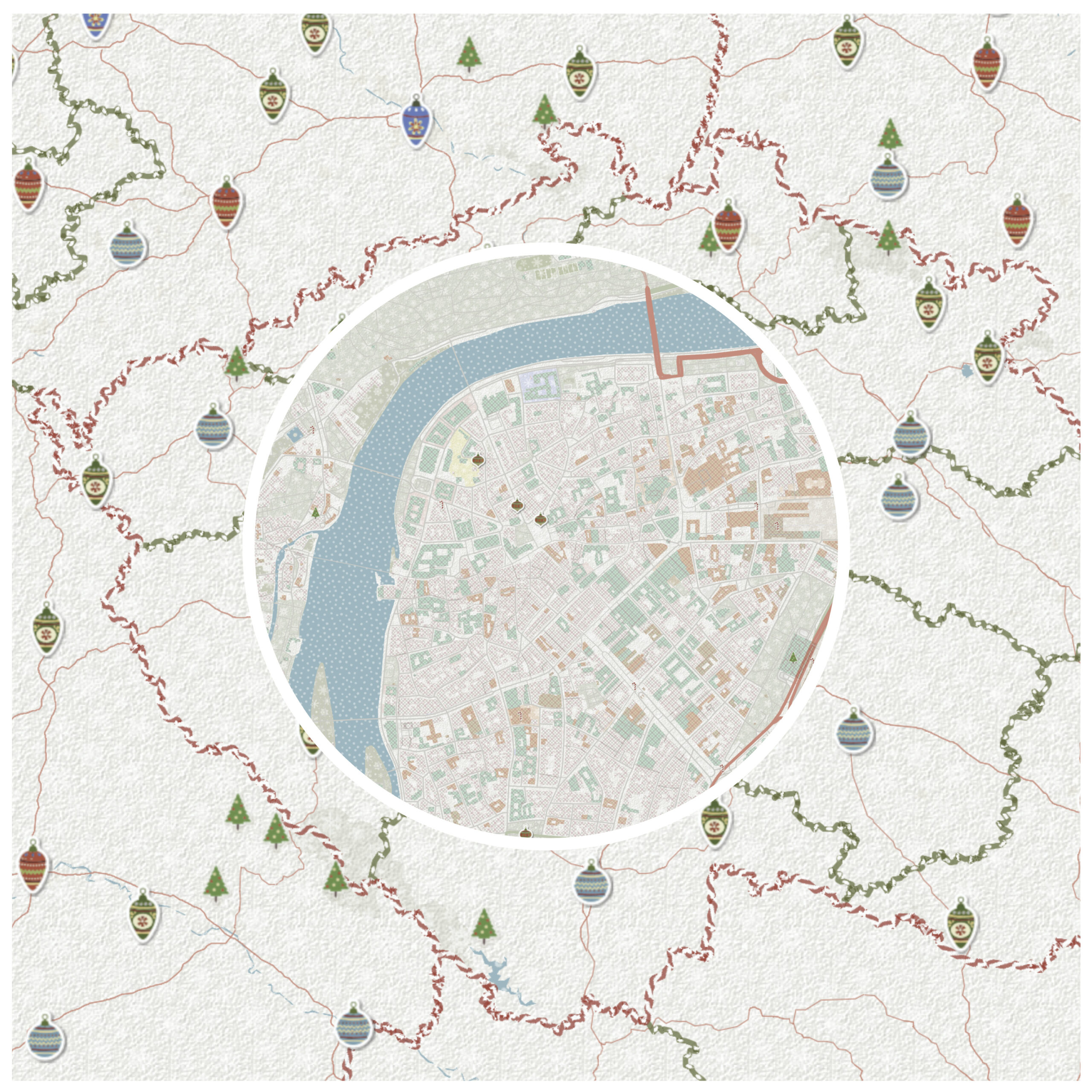 Vector Tile Christmas Basemap: A Close Look at Prague, Czech Republic