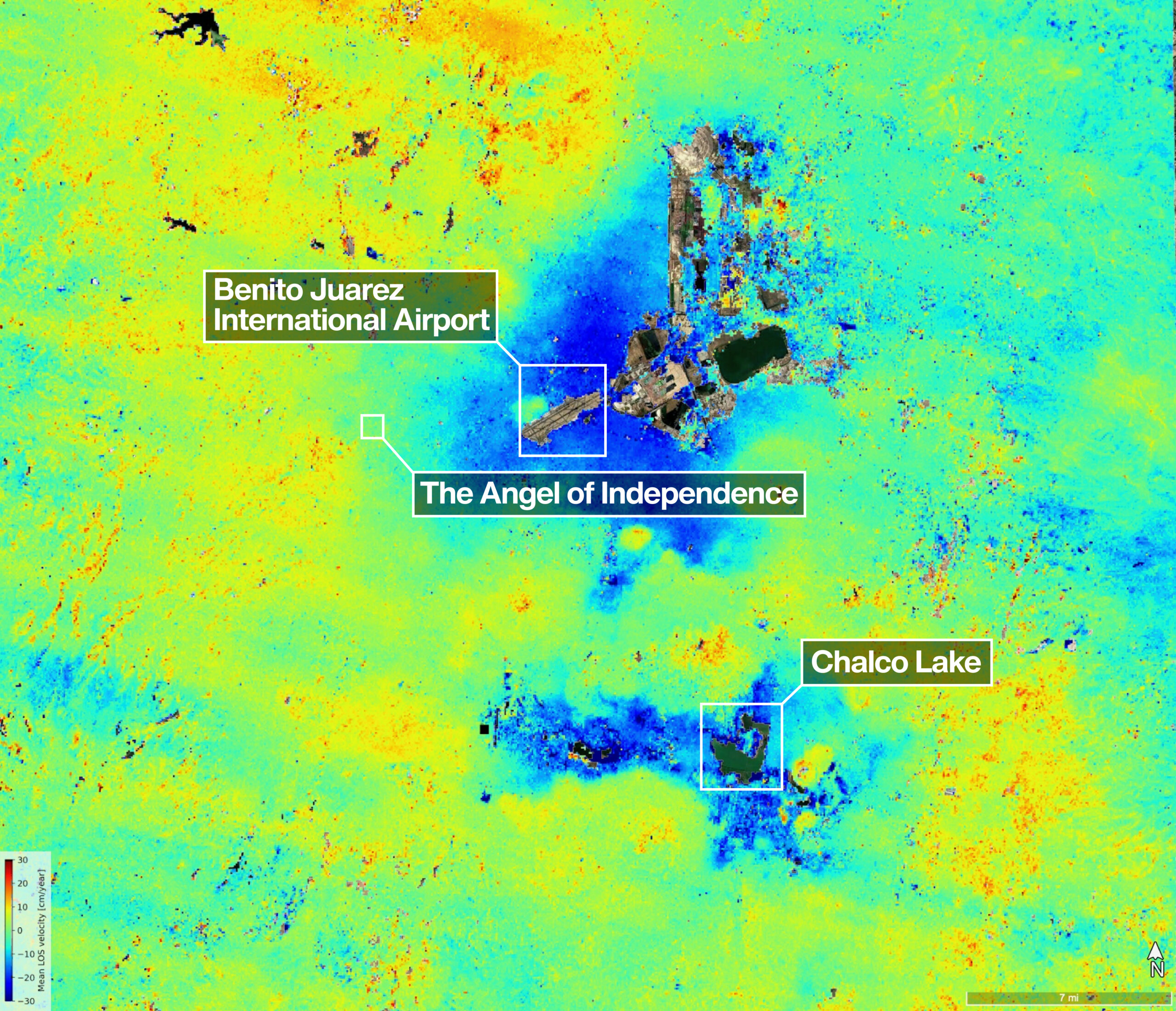 NISAR subsidence map of Mexico City